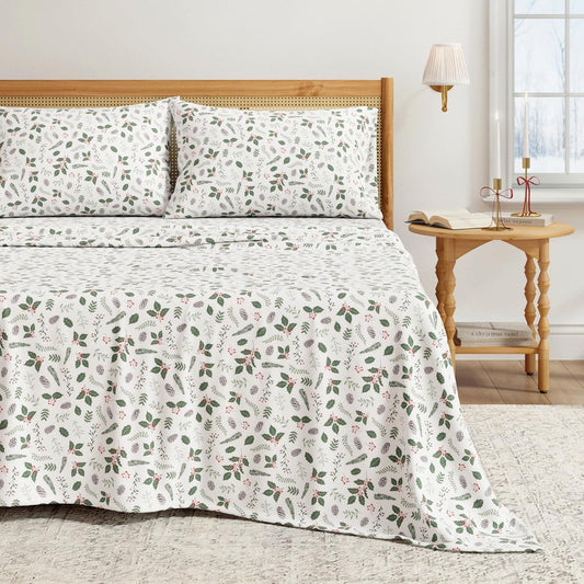 Great Bay Home Christmas Flannel Sheet Set for Cozy Winter Nights
