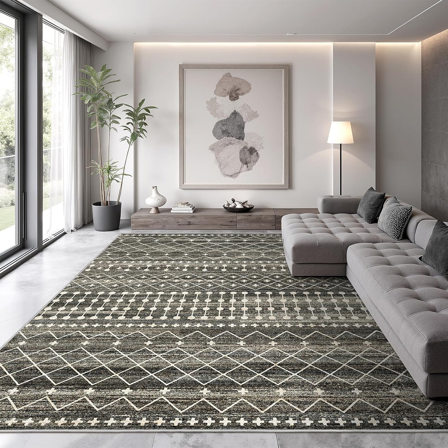 8x10 Area Rug for Living Room - Moroccan Washable Non Slip Carpet