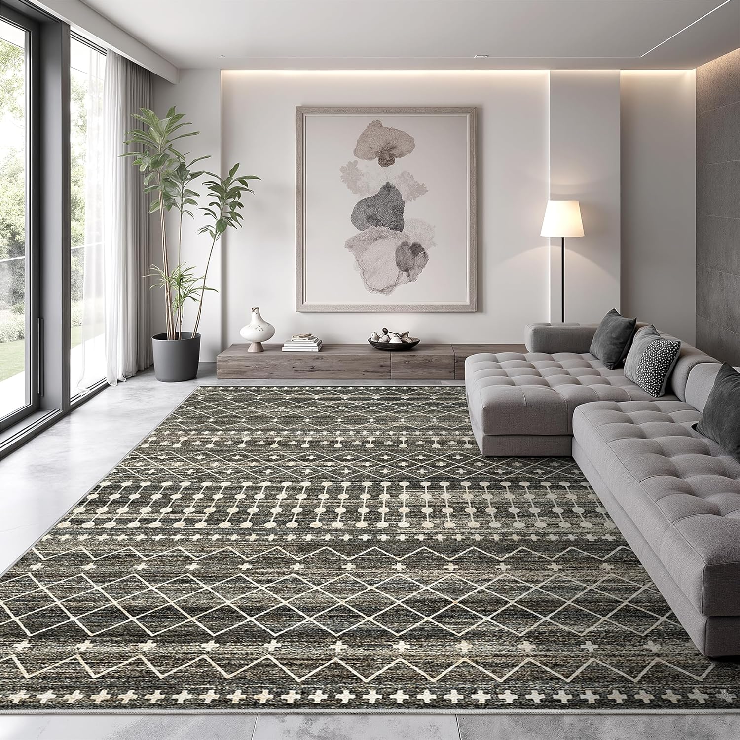 8x10 Area Rug for Living Room - Moroccan Washable Non Slip Carpet