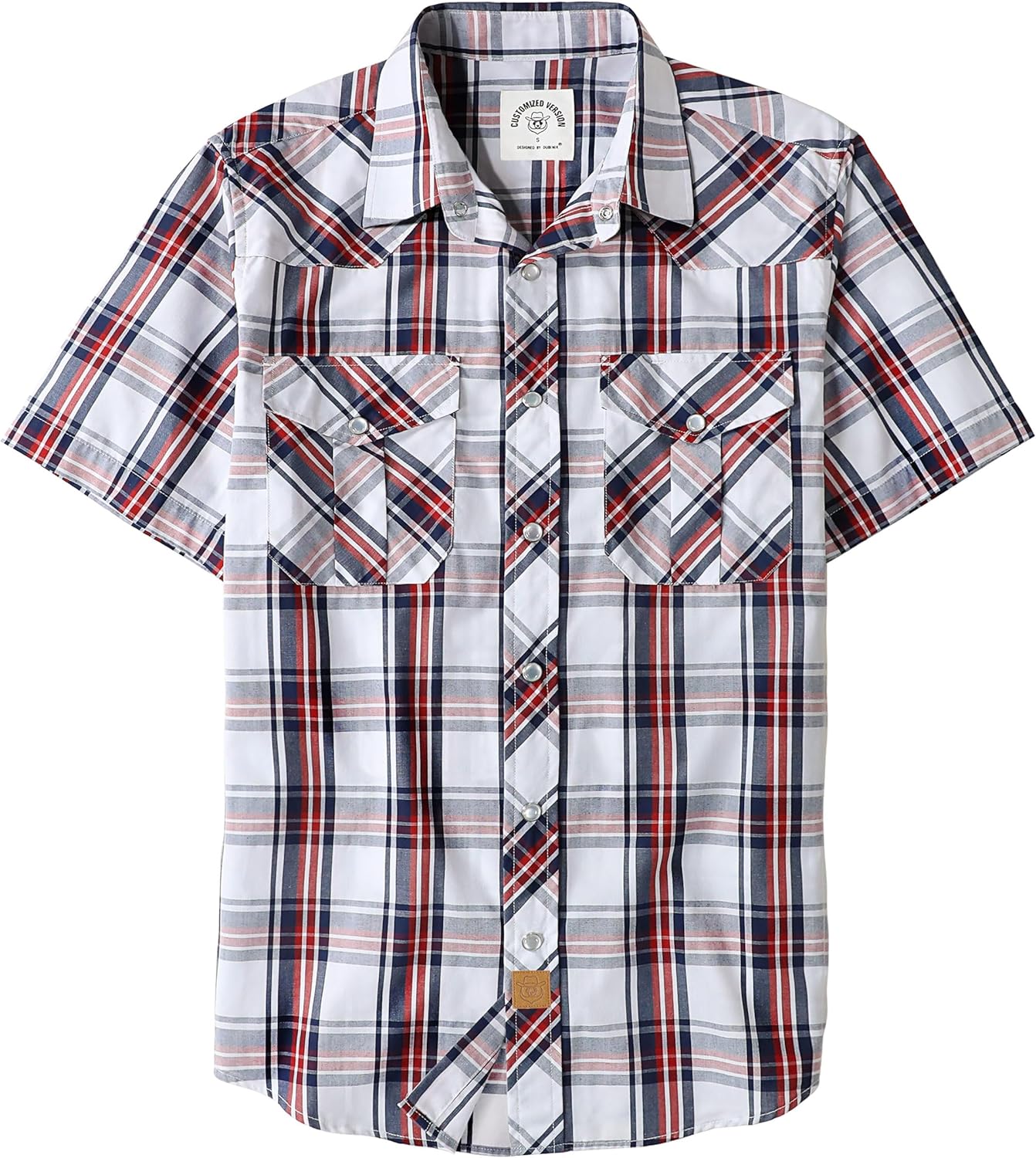 Dubinik Western Shirts for Men Short Sleeve Plaid Pearl Snap