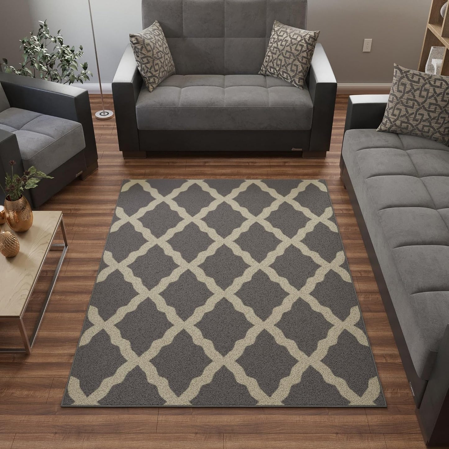 Ottomanson 5ft x 6ft 6in Trellis Area Rug for Living Room and More