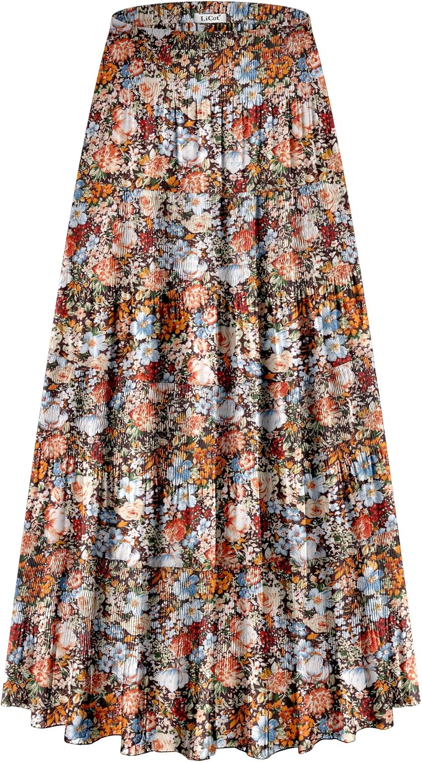 Women's Maxi Skirt with Pockets High Waisted Casual A-Line