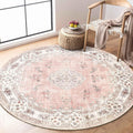 Pink Round Rug 4ft Circle Washable Area Rug - Soft Non-Slip Blush