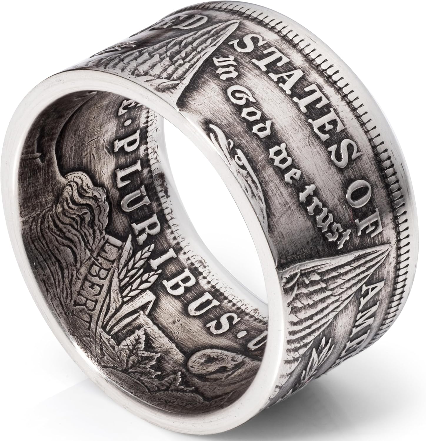1921 Morgan Silver Dollar Ring with Unique Tails Design