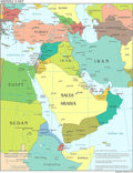 Large 24x31 Laminated Middle East Political Map Poster - Frame Ready