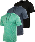 Men's Dry Fit Short Sleeve Athletic Hoodie 3 Pack - Lightweight Shoes