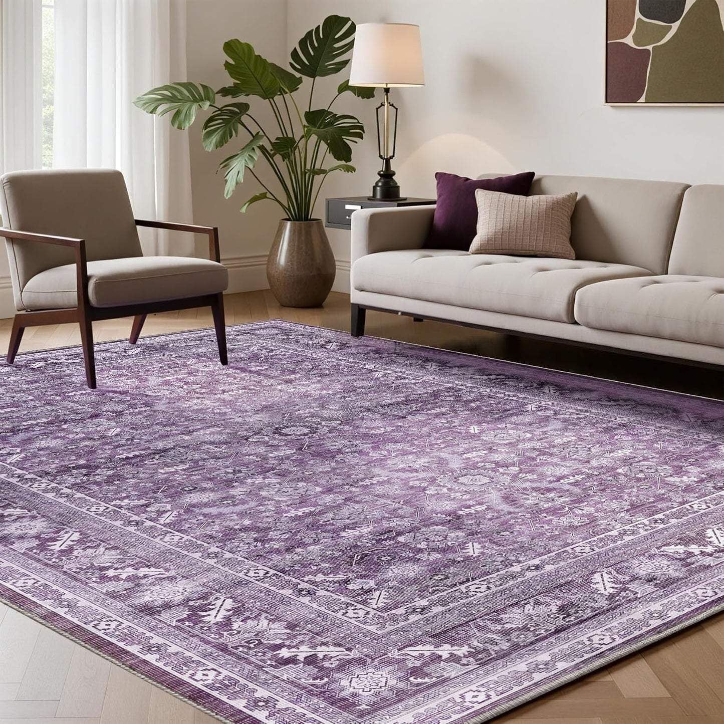 OPPODREAM Vintage Purple Area Rugs 5x7 for Any Room