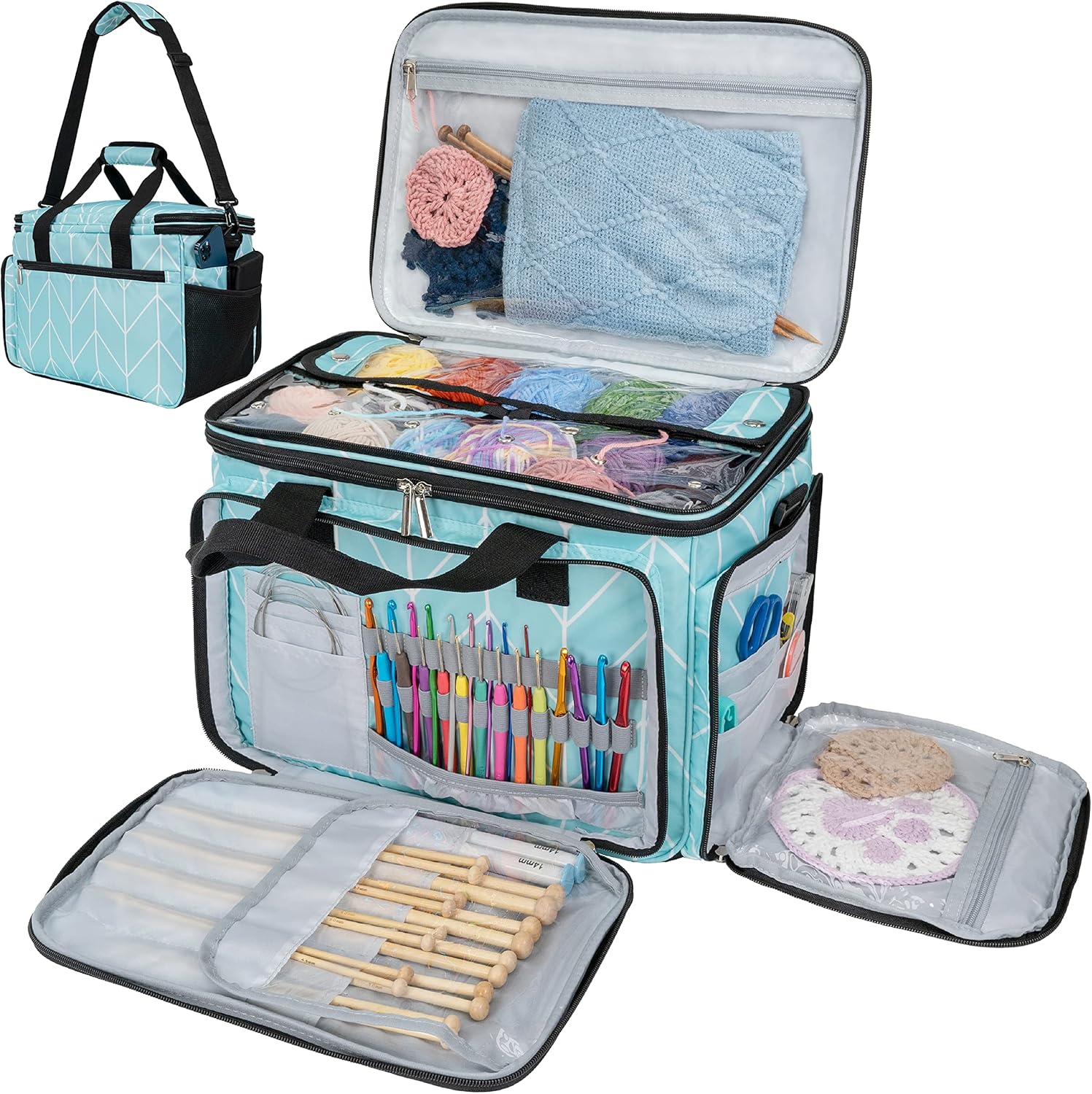 PAVILIA Knitting Bag Yarn Storage Tote for Crocheting Lovers