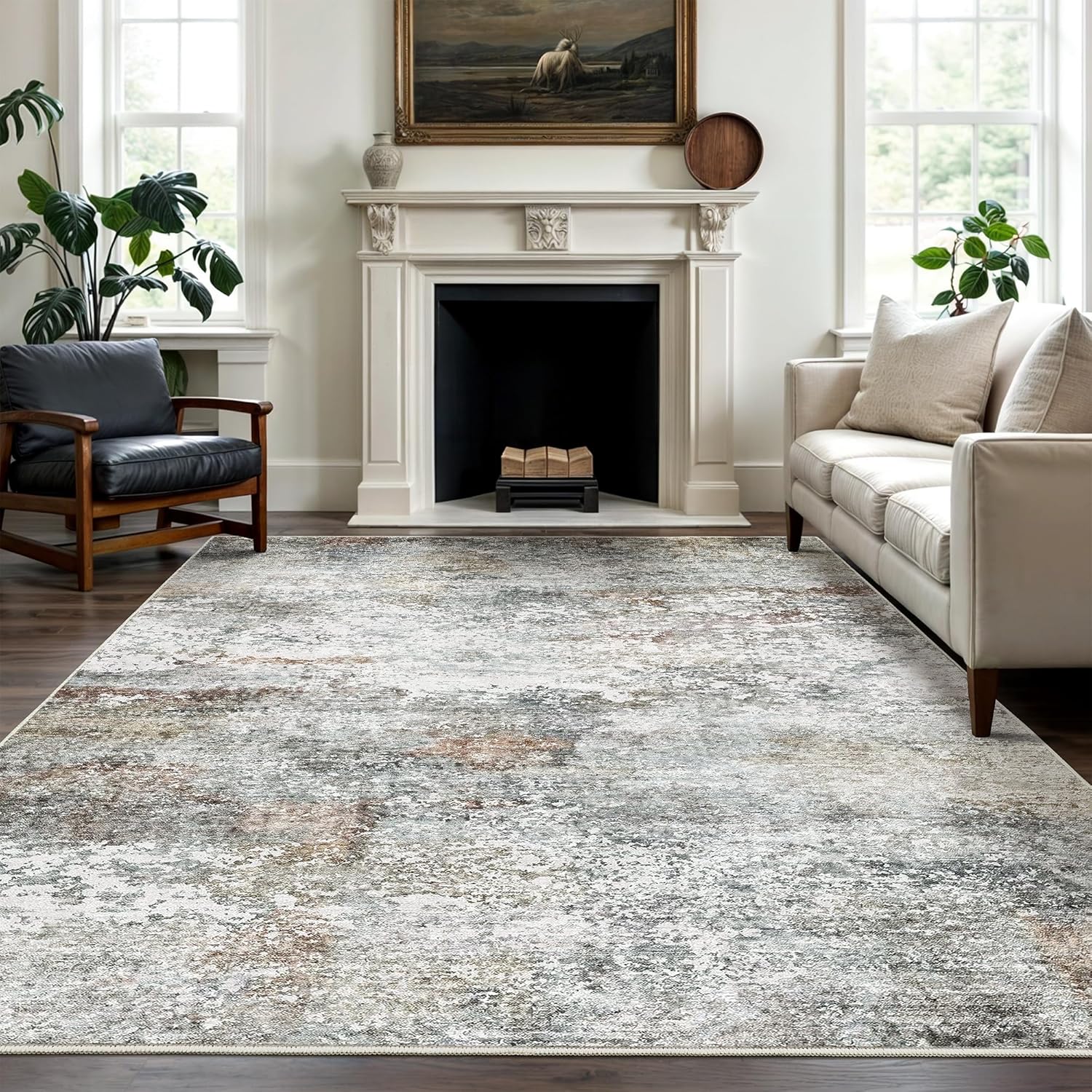 Art&Tuft Washable Rug with Anti-Slip Backing for Living Room