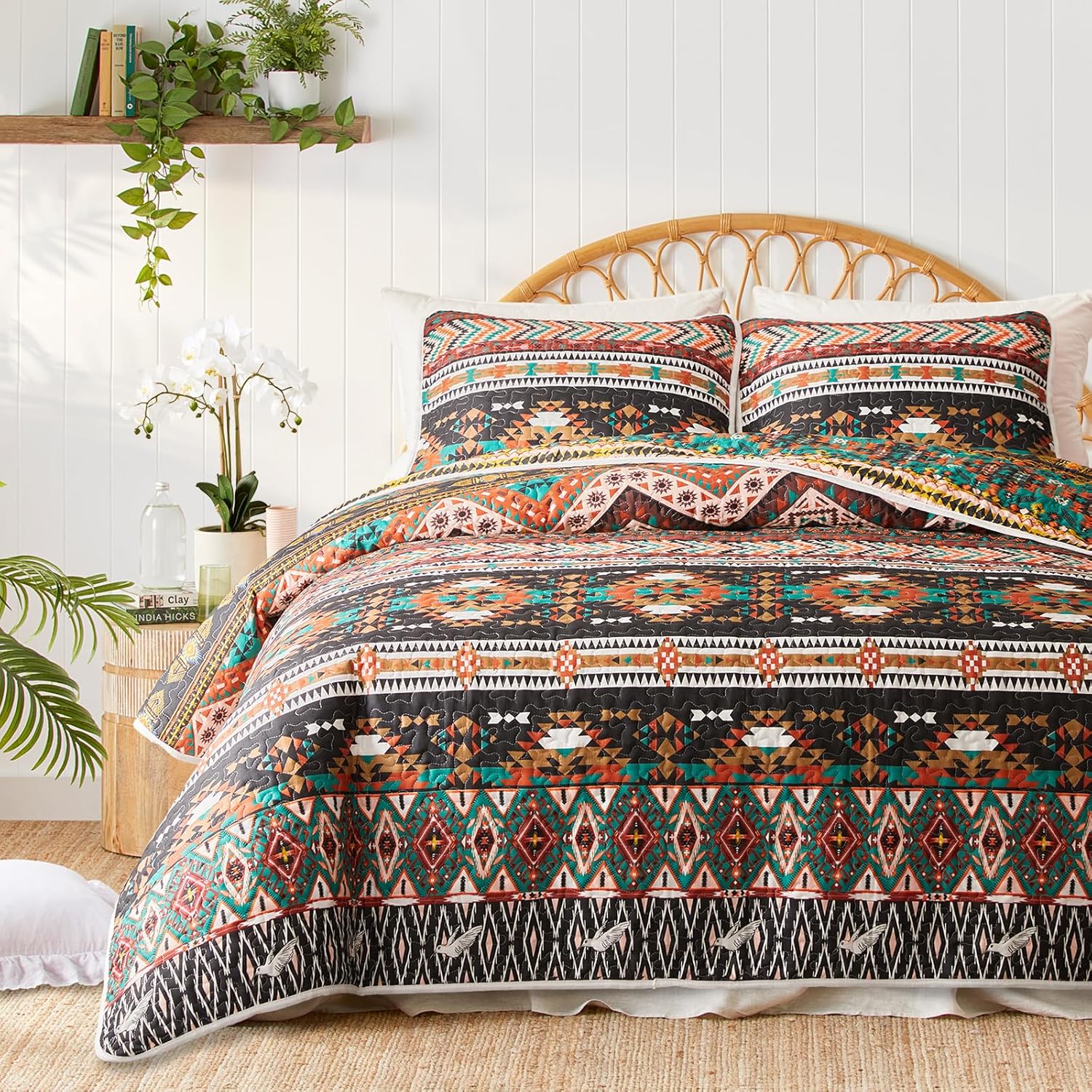 Colorful Bohemian Quilt Set for Full Queen Size Bedding