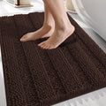 Chenille Bath Rug 30x20 - Thick Absorbent Striped Bath Mat