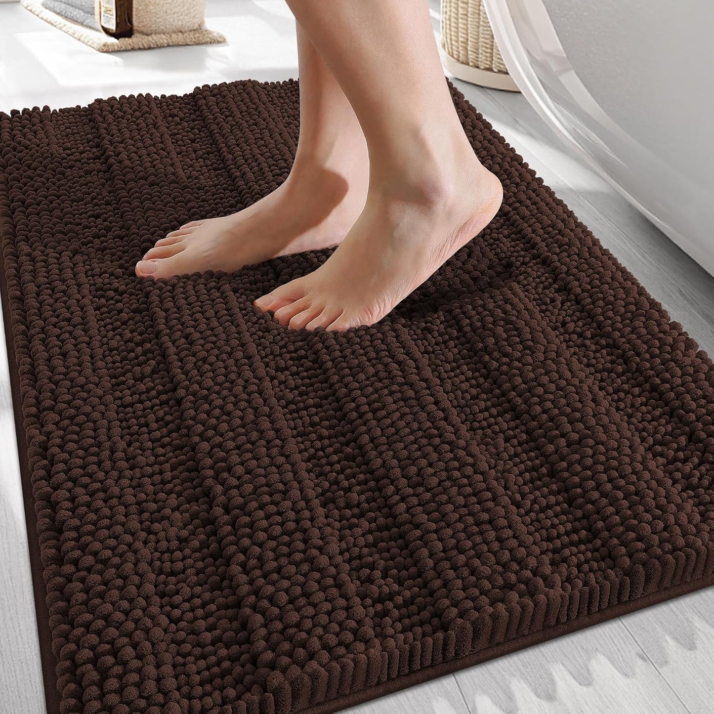 OLANLY Thick Bathroom Rugs 30x20, Soft Chenille Bath Mats
