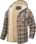 CRYSULLY Men's Flannel Jacket Sherpa Lined Plaid Shirt Coat - Warm