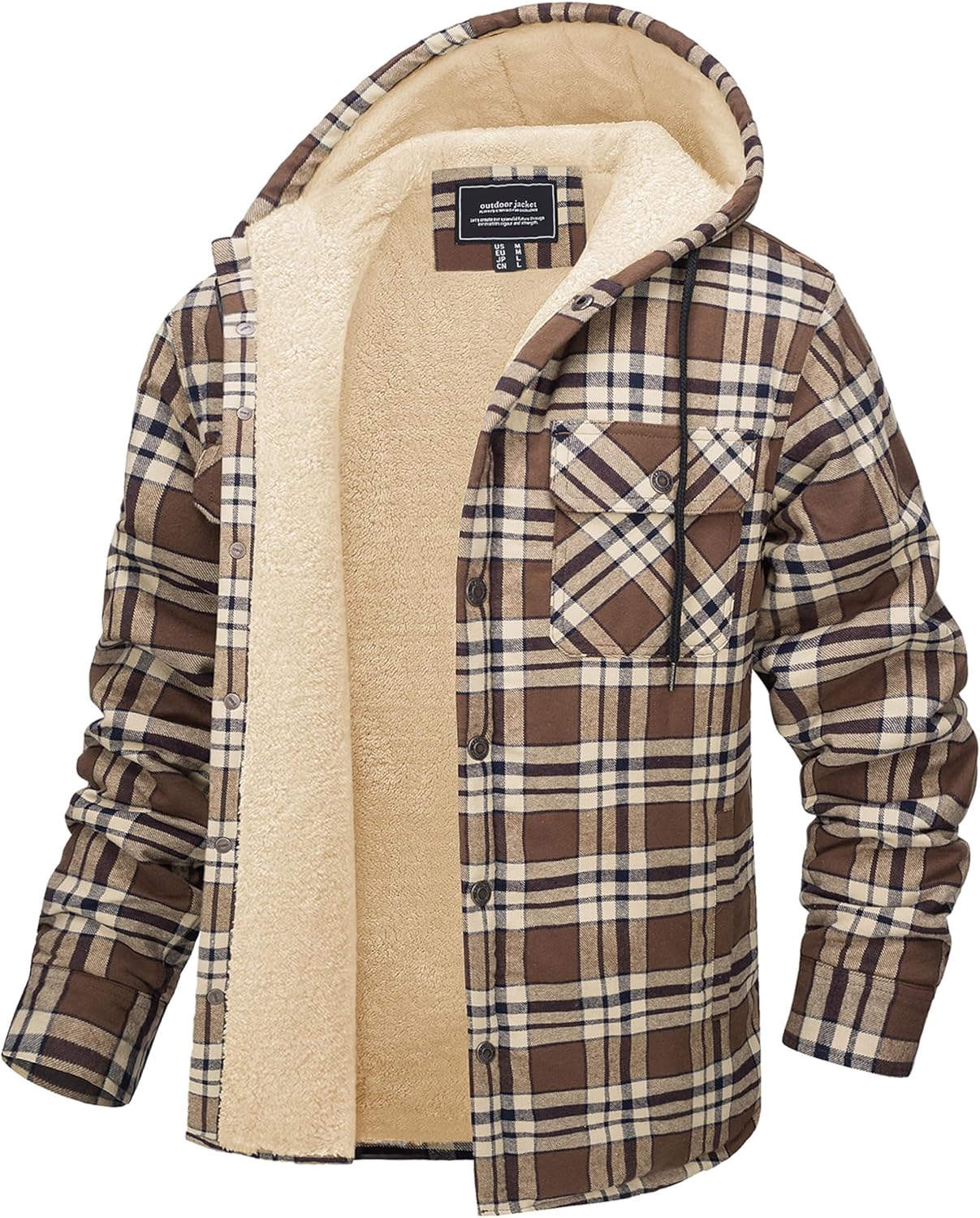 Men's Flannel Jacket with Sherpa Fleece Lining for Winter Warmth