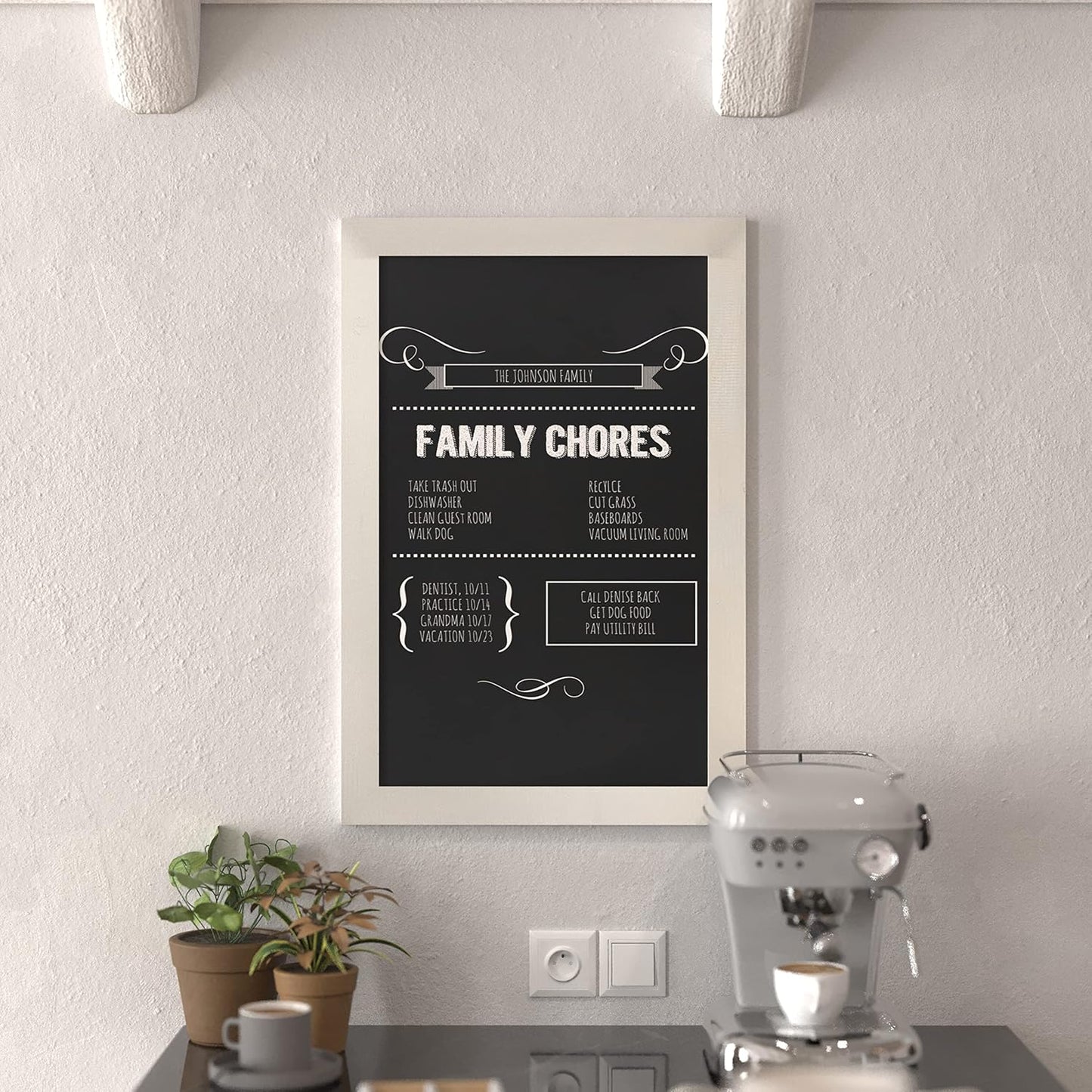 20in X 30in Matte White Solid Wood Frame Chalkboard for Home