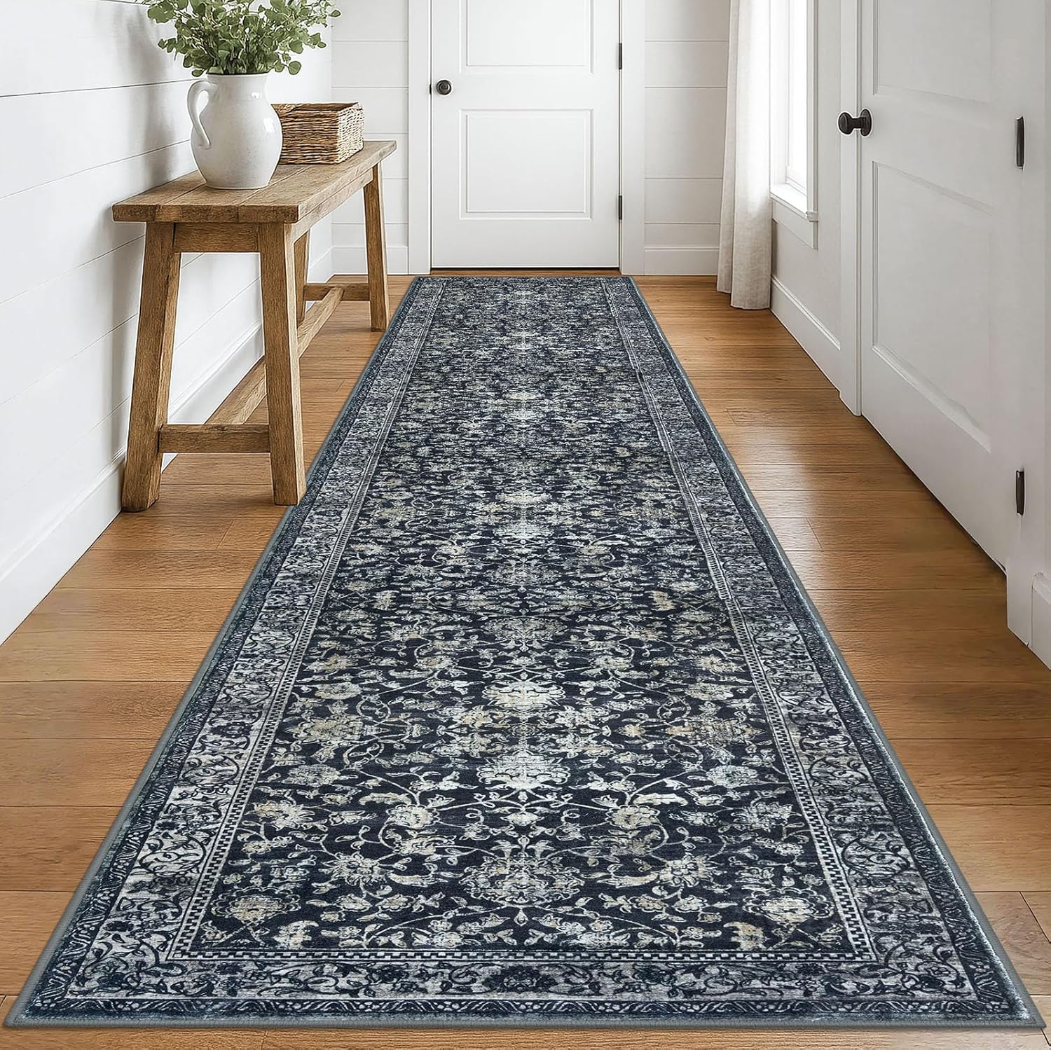 KILOCOCO Runner for Hallway 3x16 Vintage Floral Washable Rug