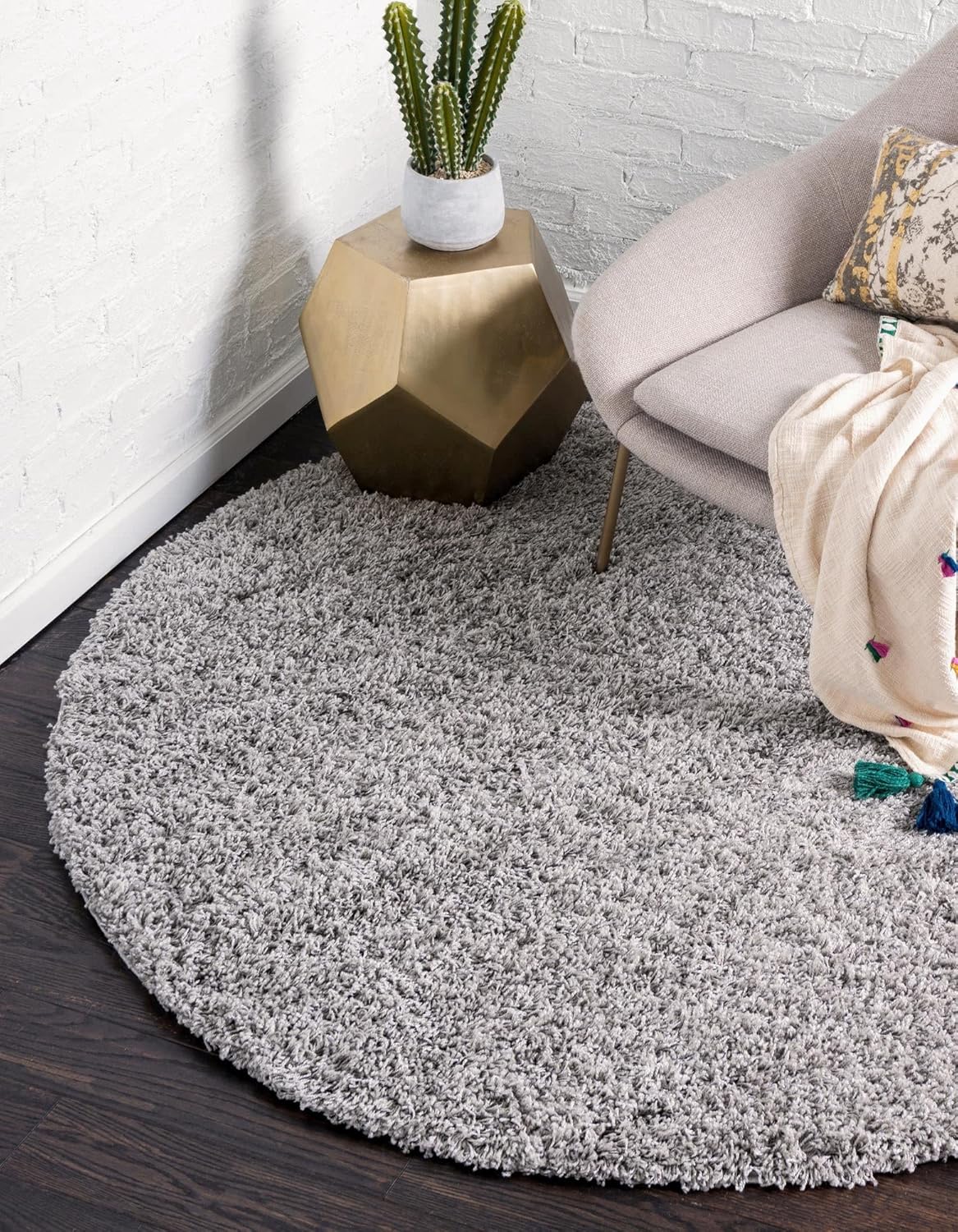 Unique Loom Solid Shag Collection Area Rug in Cloud Gray
