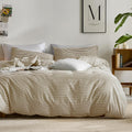 JELLYMONI 100% Natural Cotton Striped Duvet Cover Set (Queen)