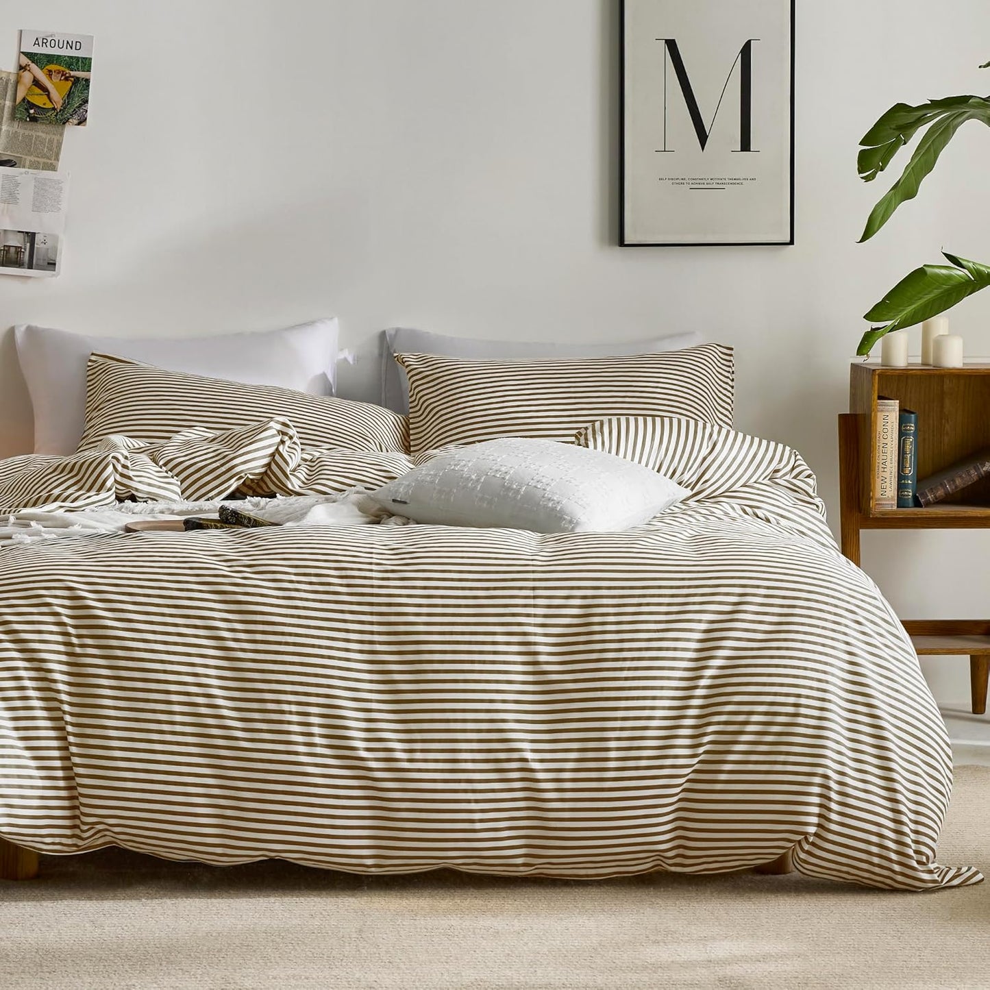 100% Natural Cotton Striped Duvet Cover Set for Comfort