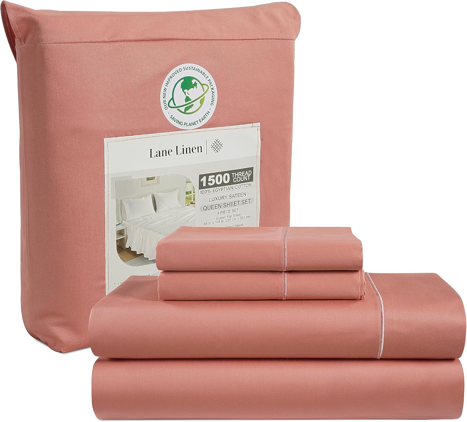 Lane Linen 100% Egyptian Cotton Sheet Set for Ultimate Comfort