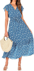 Bohemian Floral Wrap Midi Dress - Flattering Lightweight Summer BTFBM