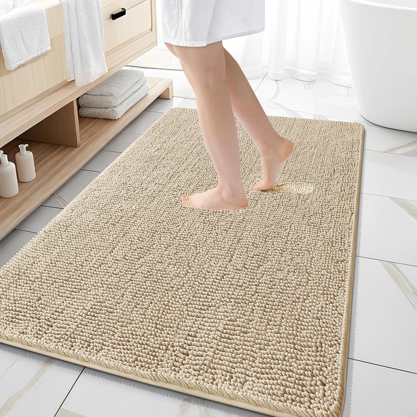 OLANLY Extra Soft Chenille Bath Rugs 59x35 for Ultimate Comfort