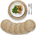 Woven Rattan Placemats Set of 6 - Heat Resistant Natural Chargers