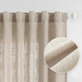 Living Room Curtains Linen Look Semi Sheer Panels - Light Oatmeal 50 x