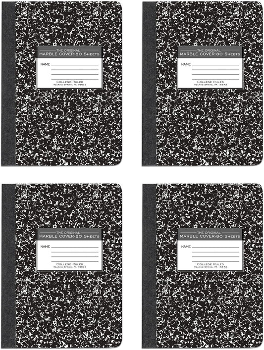 Roaring Spring Composition Notebooks: 4-Pack, College Ruled, 80 Sheets, Made in USA