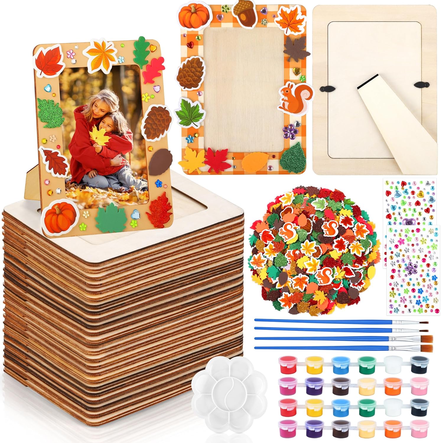 Fovths 24 Packs Fall Picture Frame Craft Kit for Thanksgiving