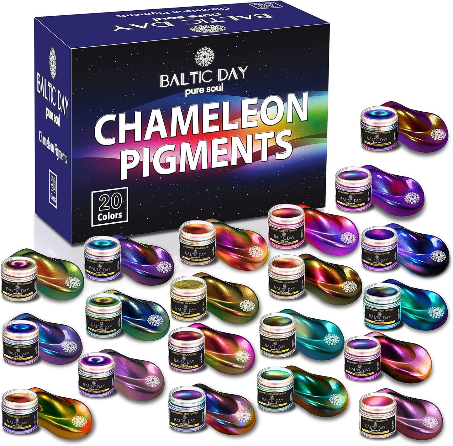 Chameleon Mica Powder Set for Epoxy Resin - 20 Color Shift Jars