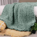Chunky Knit Throw Blanket 60 in x 80 in Twin - Sage Green Cozy