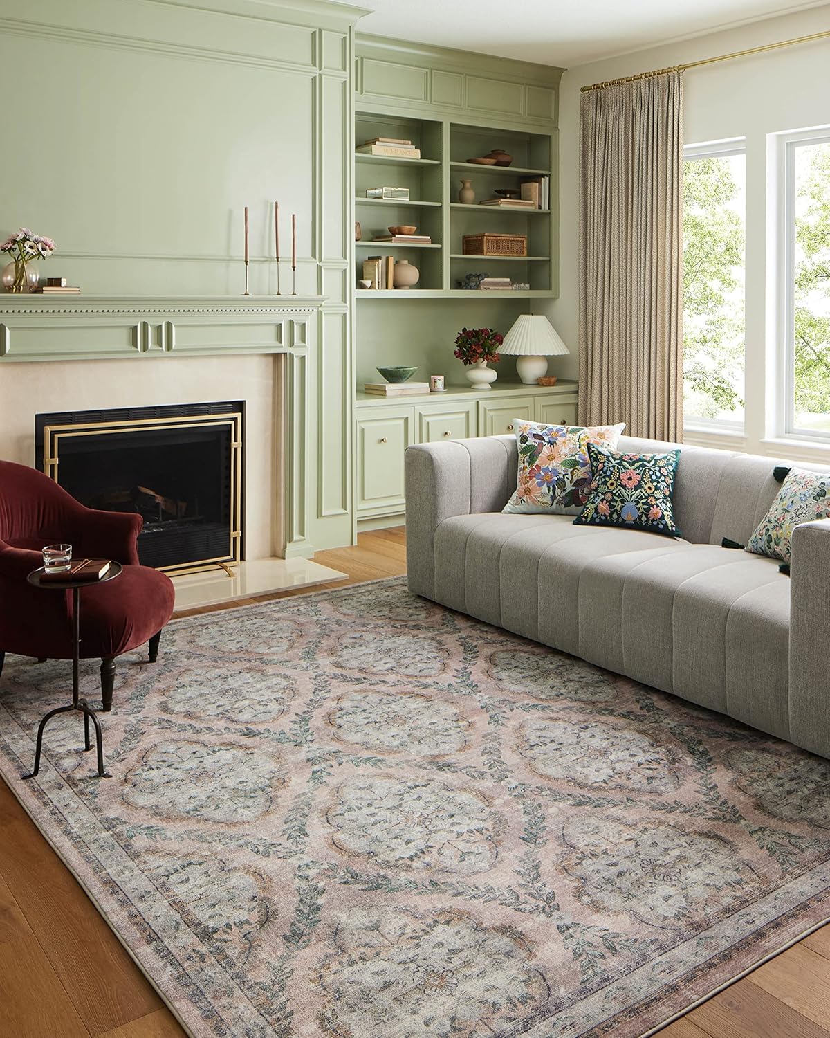 Loloi Rifle Paper Co. Courtyard Collection Blush Accent Rug