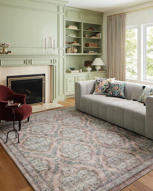 Loloi Rifle Paper Co. Courtyard Collection Blush Accent Rug