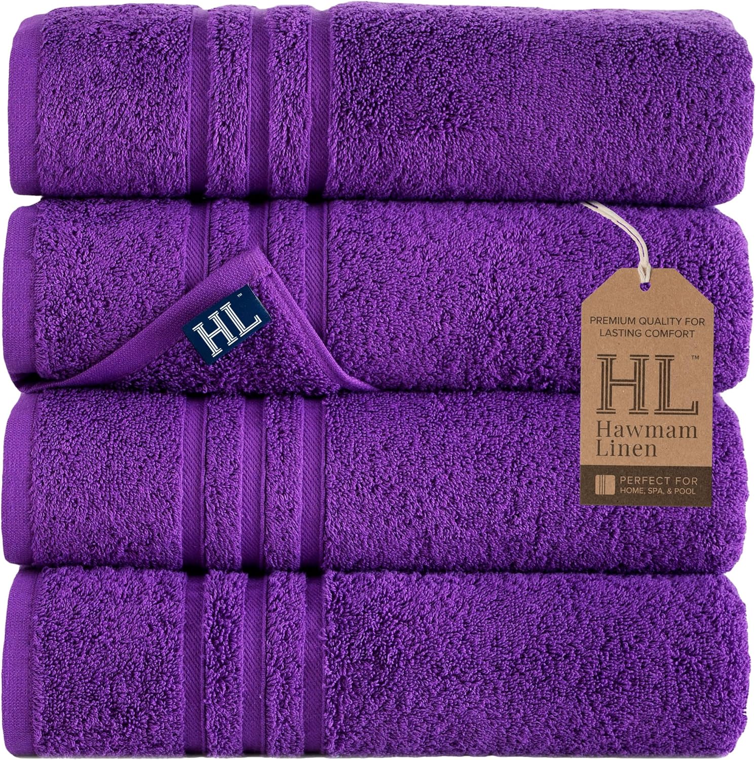 Soft and Absorbent Turkish Cotton Bath Towels 4 Pack Set