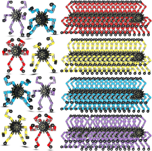 100 Pcs Transformable Chain Robot Fidget Toys for Stress Relief