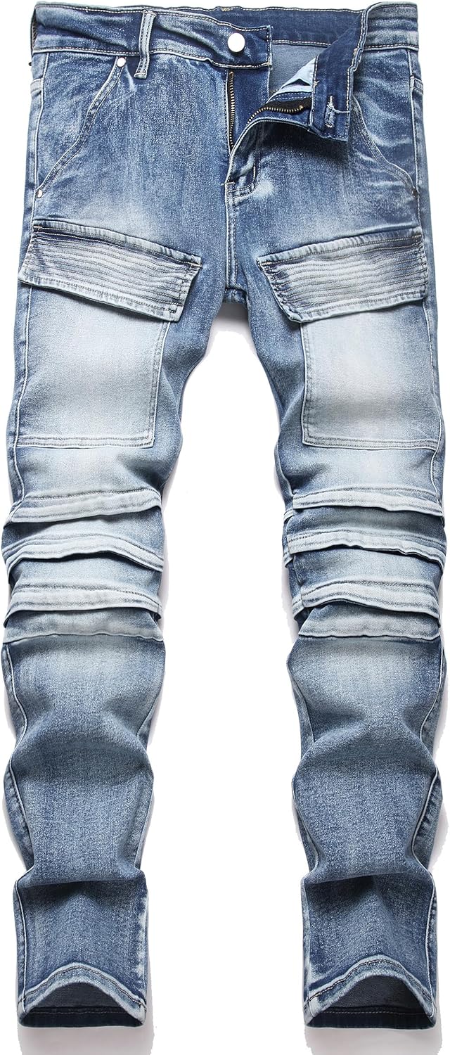 XIMXIMMTIAN Men's Biker Moto Distressed Slim Fit Jeans Review