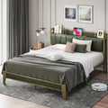Full Bed Frame with Storage Headboard and Charging Station - Dark