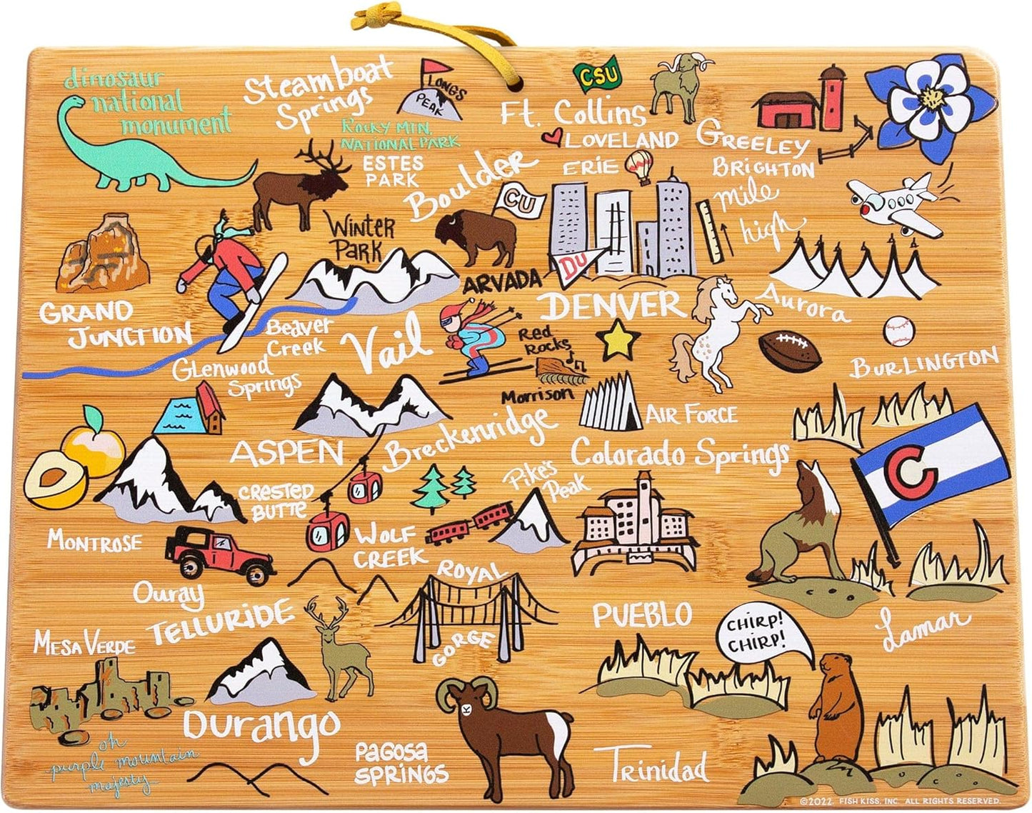 Colorado State Shaped Cutting Board with Charcuterie Platter