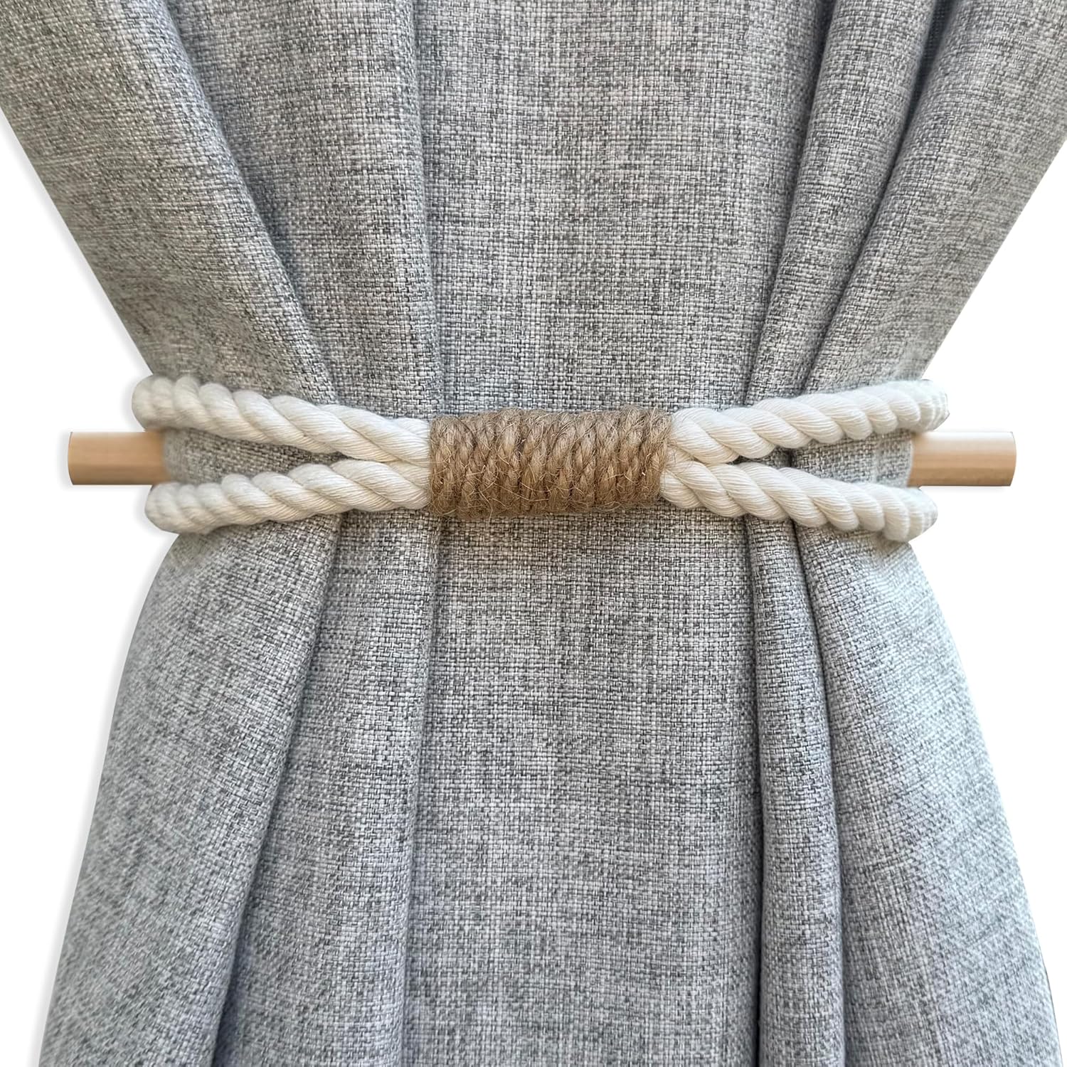 Rustic Cotton Jute Curtain Tiebacks - Natural Charm