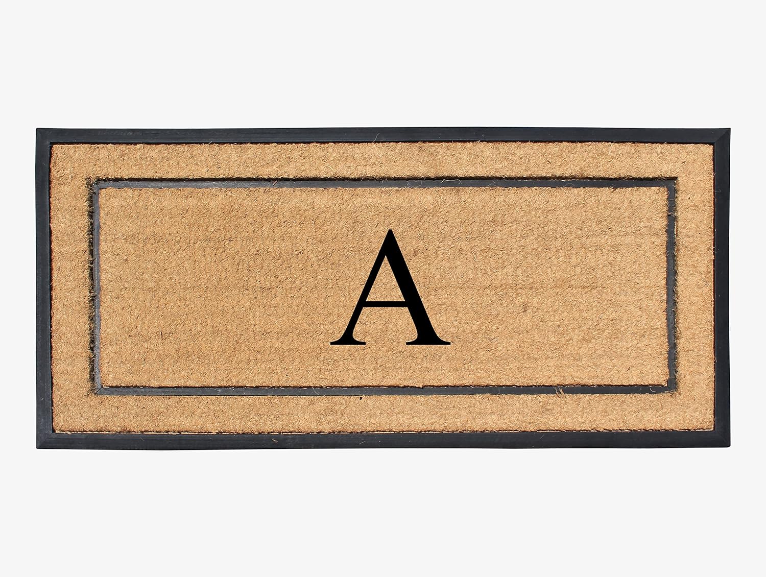Natural Coir & Rubber Large Monogrammed Doormat for Entryways