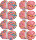 Chunky Chenille Yarn for Hand Knitting - Super Bulky Tie-Dye, 8 Pack