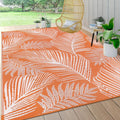 Leaf Orange Outdoor Rug 8x10 - Reversible Waterproof Patio Mat