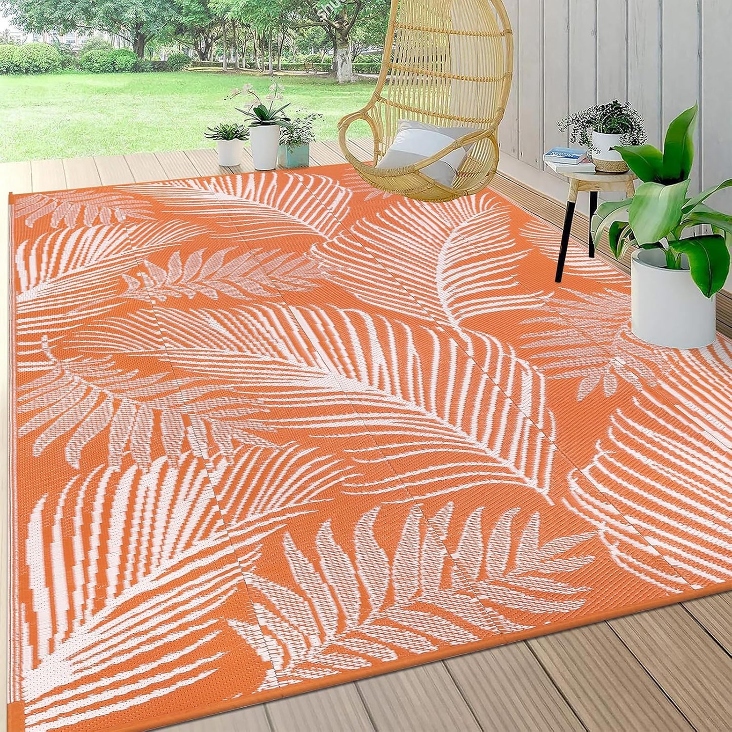 Pauwer Waterproof Outdoor Rug 8x10 for Patio and Camping