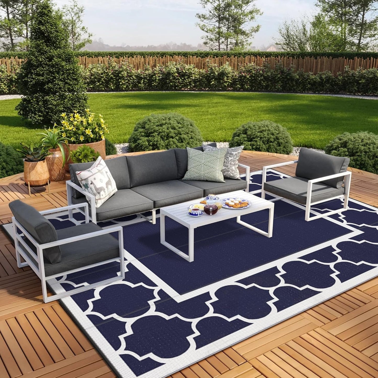 GENIMO 10ft x 14ft Outdoor Rug Waterproof for Patio and Camping
