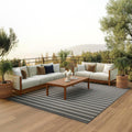 Positano 9 ft x 12 ft Charcoal Ivory Area Rug - Coastal Outdoor Style