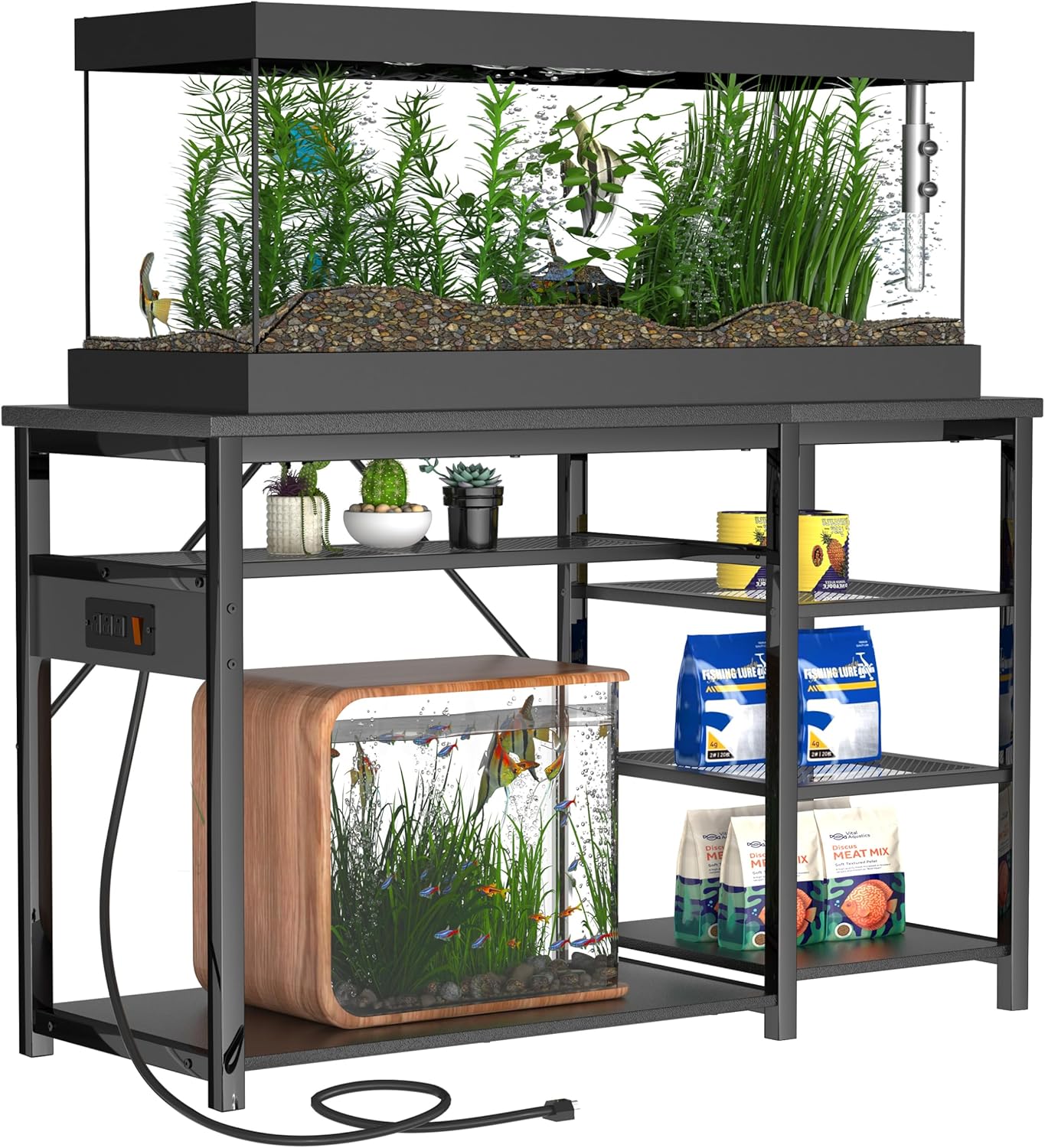 Heavy Duty 55-75 Gallon Fish Tank Stand with Power Outlets