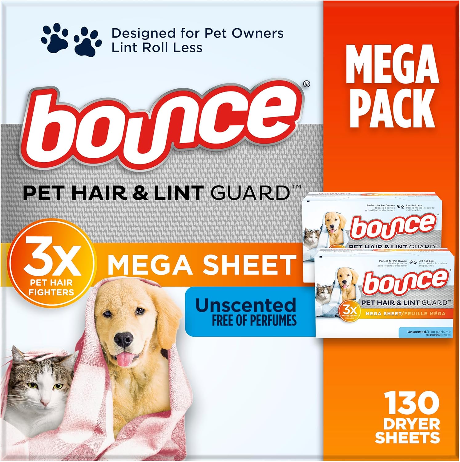 Bounce Mega Dryer Sheets - 3X Pet Hair Fighters