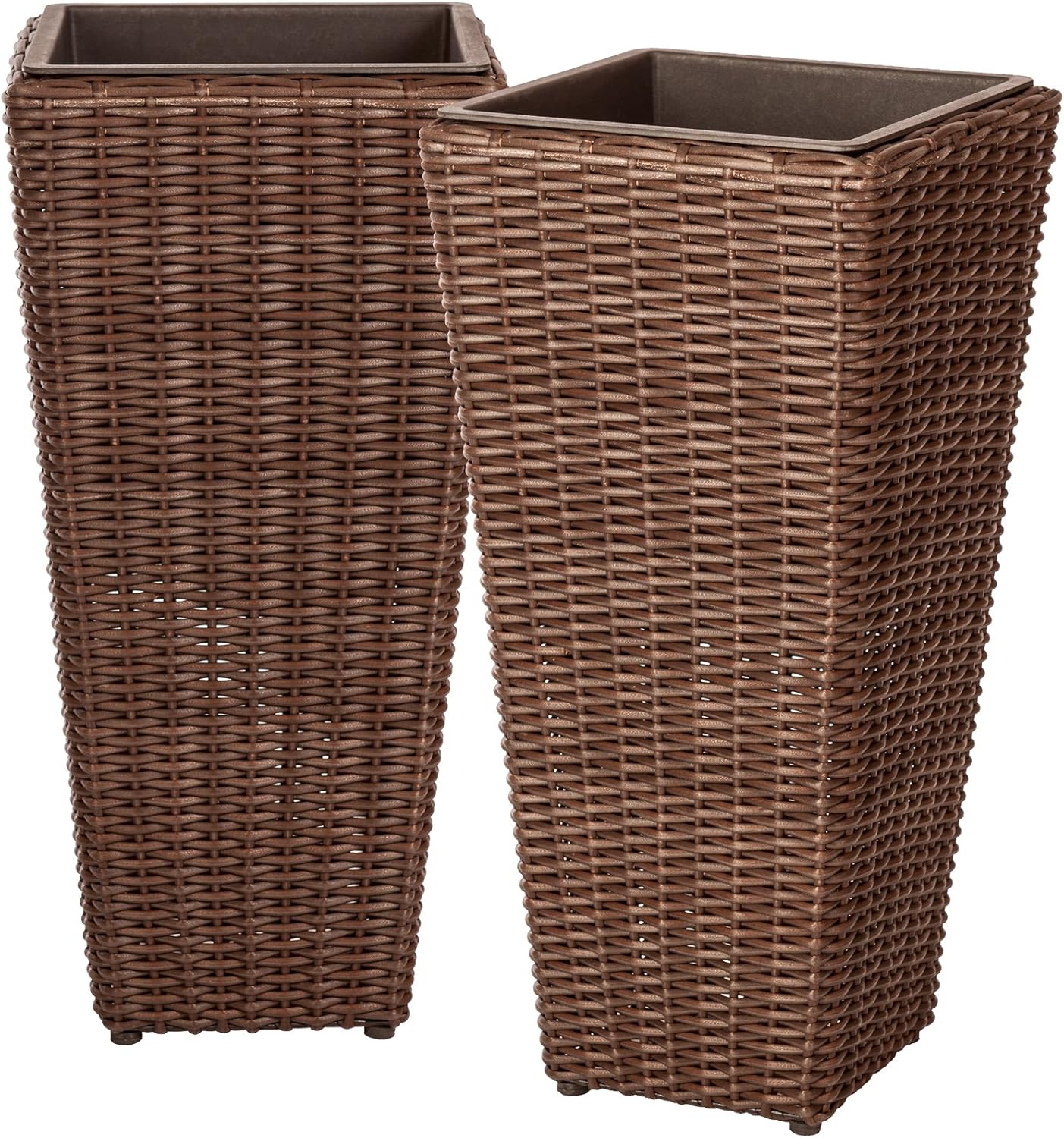 Alto Wicker All-Weather Planter Set for Outdoor Herb Gardens