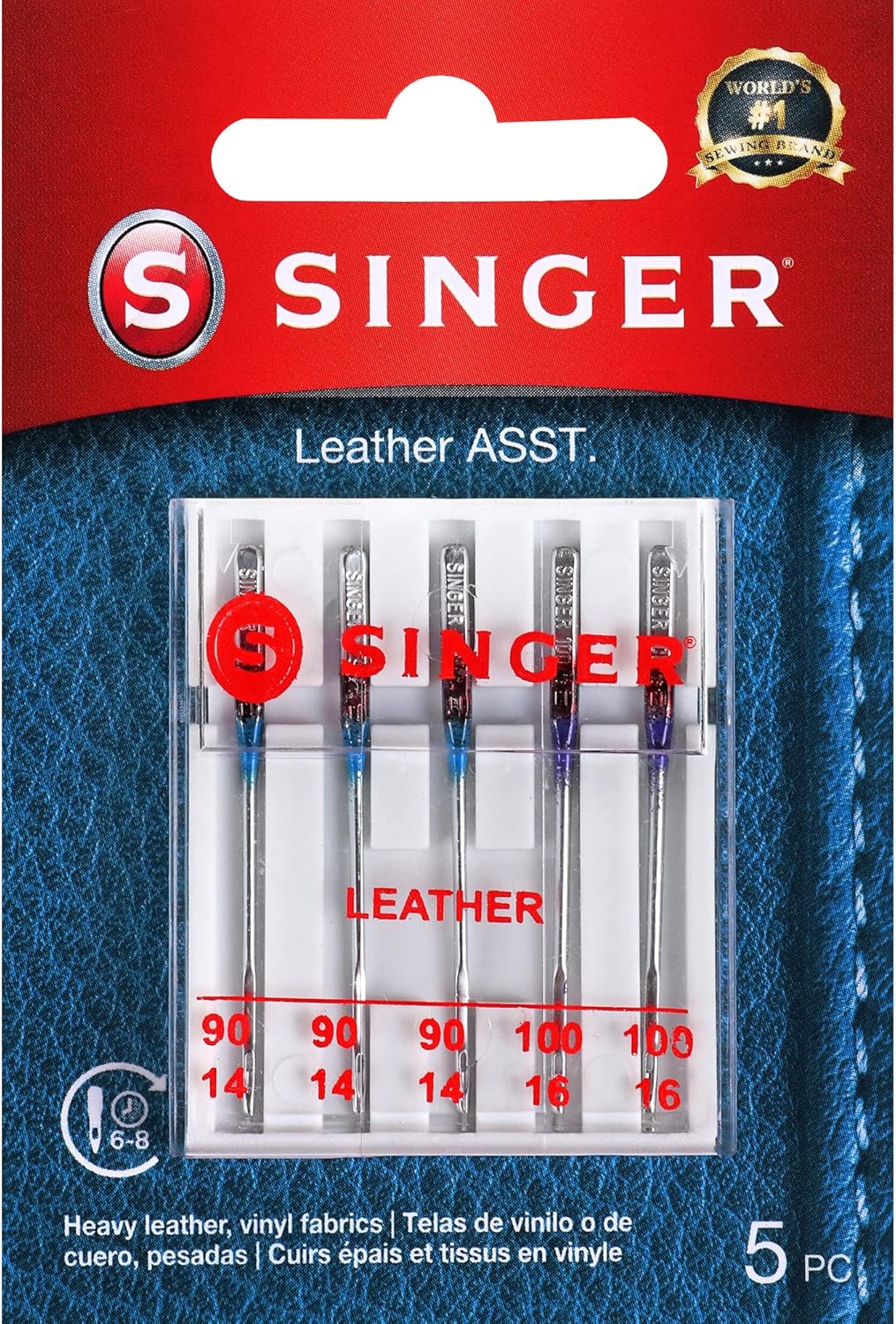 SINGER Leather Sewing Machine Needles - 5 Pack for Smooth Stitching